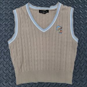 Social Scene Cable Knit Sweater Vest | Women’s Large | Mushroom V-Neck Fairycore